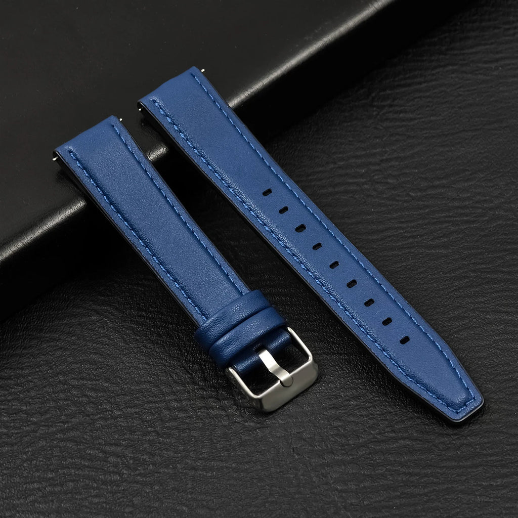 Brazalete de cuero vintage de 20 mm y 22 mm para Samsung Galaxy Watch 4–7 y Xiaomi Redmi Watch – Brazalete clásico para reloj inteligente con diseño dorado 