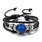 Leuchtendes Sternzeichen Lederarmband – Multilayer Wickelarmband mit Tierkreis-Charm für Damen & Herren, ideales Geschenk