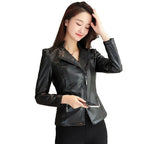 Damen Kunstleder Jacke Slim Fit – Kurze Faux Leather Jacket mit Reißverschluss, wasser- &amp; winddichte Übergangsjacke für Frühling &amp; Herbst