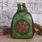 MOTAORA Damen Rucksack aus PU-Leder – Vintage geprägter Lederlook Rucksack mit Regenschutz, kompakt &amp; elegante 