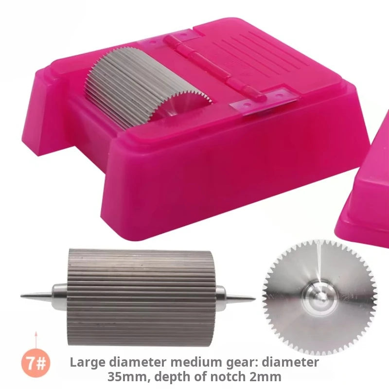 Quadratisches Lederkanten-Farbroller Set – Profi Oil Edge Box Werkzeug mit Zahnrädern für saubere Lederkanten (Rosé-Rot)