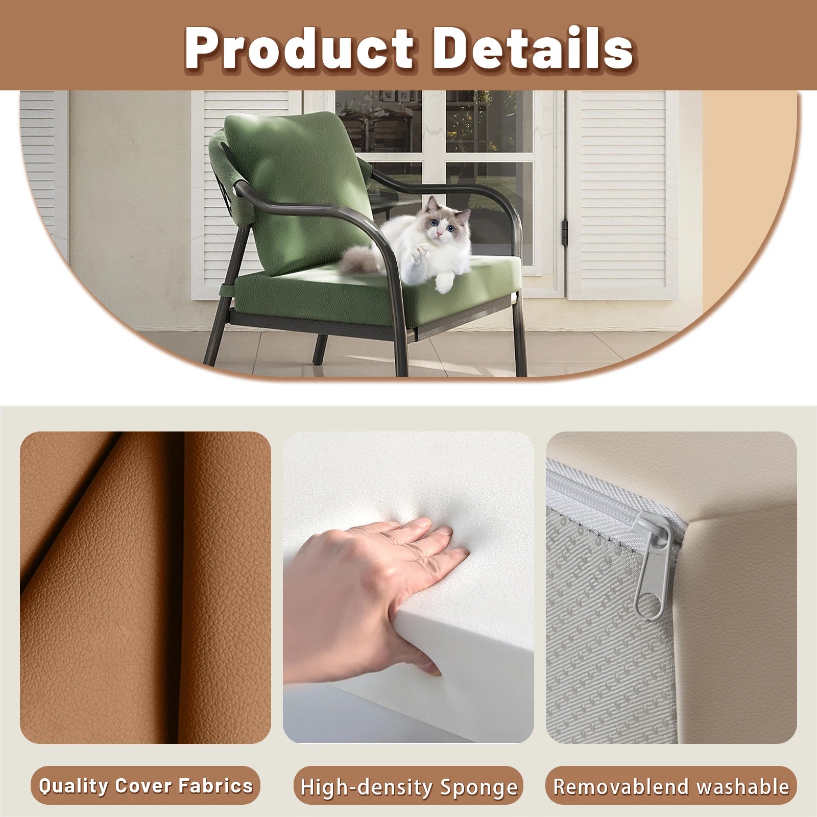 Maßgefertigtes Leder Bankkissen – Rutschfestes Sitzpolster mit dicker Schaumfüllung für Innenmöbel