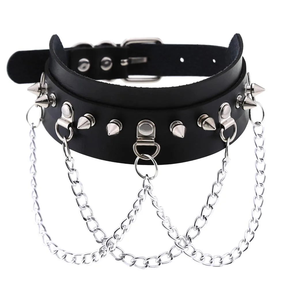 Gargantilla gótica punk con Nieten &amp; Stern – PU-Leder Halsband con Herz, Kreuz &amp; Spikes en estilo Harajuku Y2K para mujeres 