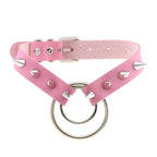 Collier ras du cou punk en cuir et strass – Collier gothique rose avec boucles d'oreilles pour hommes et femmes dans le style Harajuku