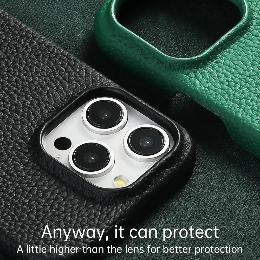 Funda de cuero MagSafe para iPhone – Funda de cuero lujosa con cubierta magnética más fuerte para iPhone 15, 16 y 17 Pro Max / Pro / Air 