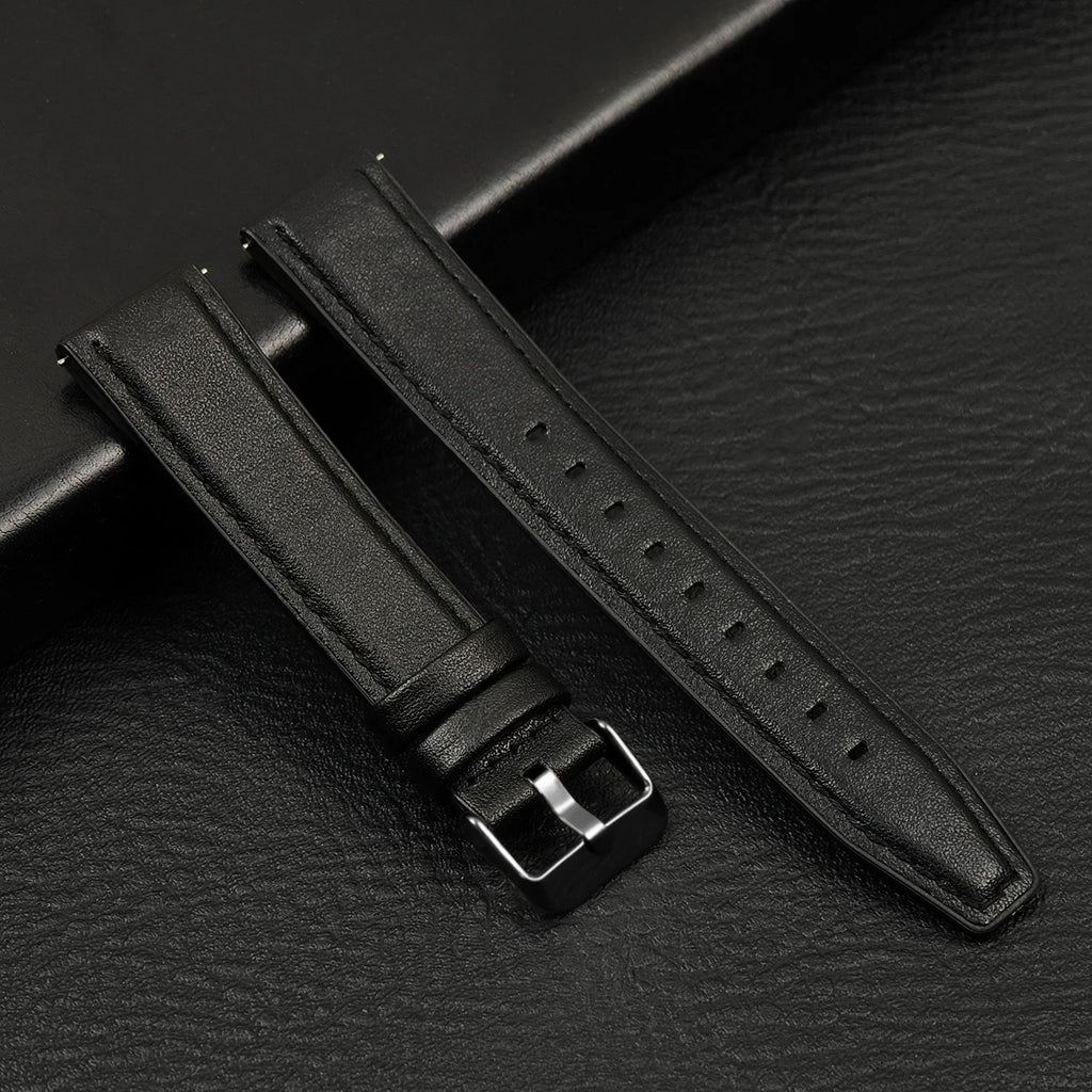 Brazalete de cuero vintage de 20 mm y 22 mm para Samsung Galaxy Watch 4–7 y Xiaomi Redmi Watch – Brazalete clásico para reloj inteligente con diseño dorado 