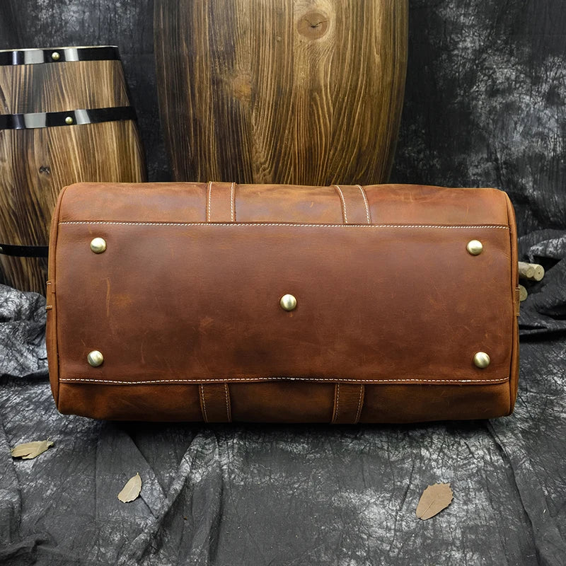 Newsbirds Crazy Horse Leder Reisetasche – Vintage Carry-On Duffle Bag aus echtem Rindsleder für Damen &amp; Herren 