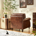 Vintage Leder Sessel im französisch-amerikanischen Stil – Antiker Relaxsessel aus Oil-Wax Leder, Retro Tiger Chair für Wohnzimmer & Lounge