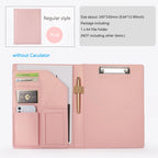 A4 Business Padfolio aus PU-Leder – Dokumentenmappe mit Klemmbrett & optionalem Taschenrechner | Elegante Schreibmappe für Meetings & Büro