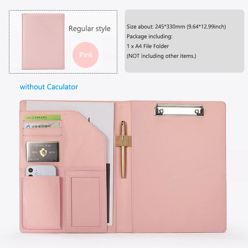 Carpeta de negocios A4 con cuero PU – Mapa documental con llaves y bolsas opcionales | Elegante Schreibmappe para reuniones y oficinas 