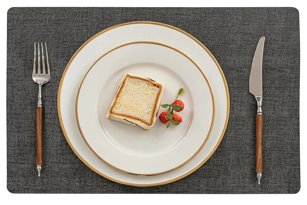 Beidseitige Kunstleder Tischsets – Hitzebeständige, wasserdichte & rutschfeste Platzmatten für Küche & Esszimmer (quadratisch)