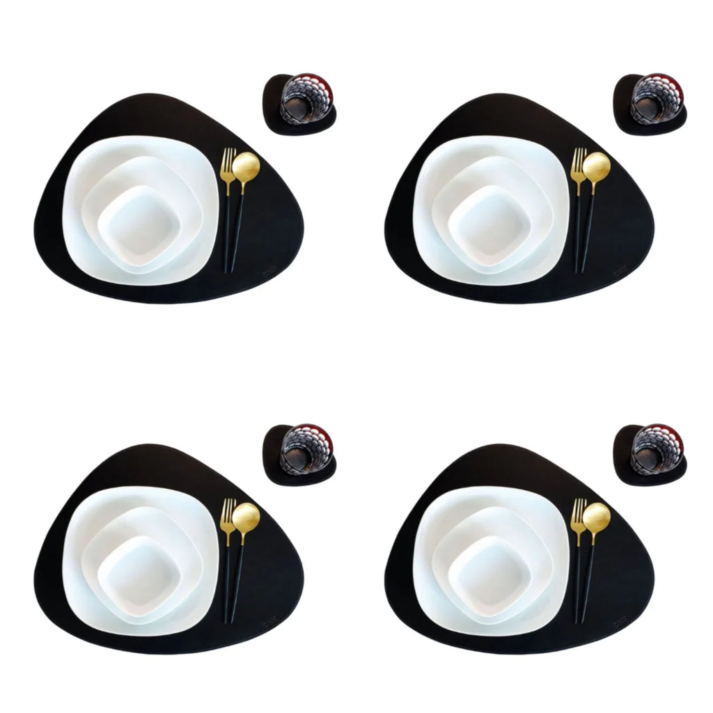 Ensembles de plats ovales noirs et sous-ensembles d'art – Ensemble de table élégant (1/4/6 ensembles) pour cuisine, fête et style de maison. 