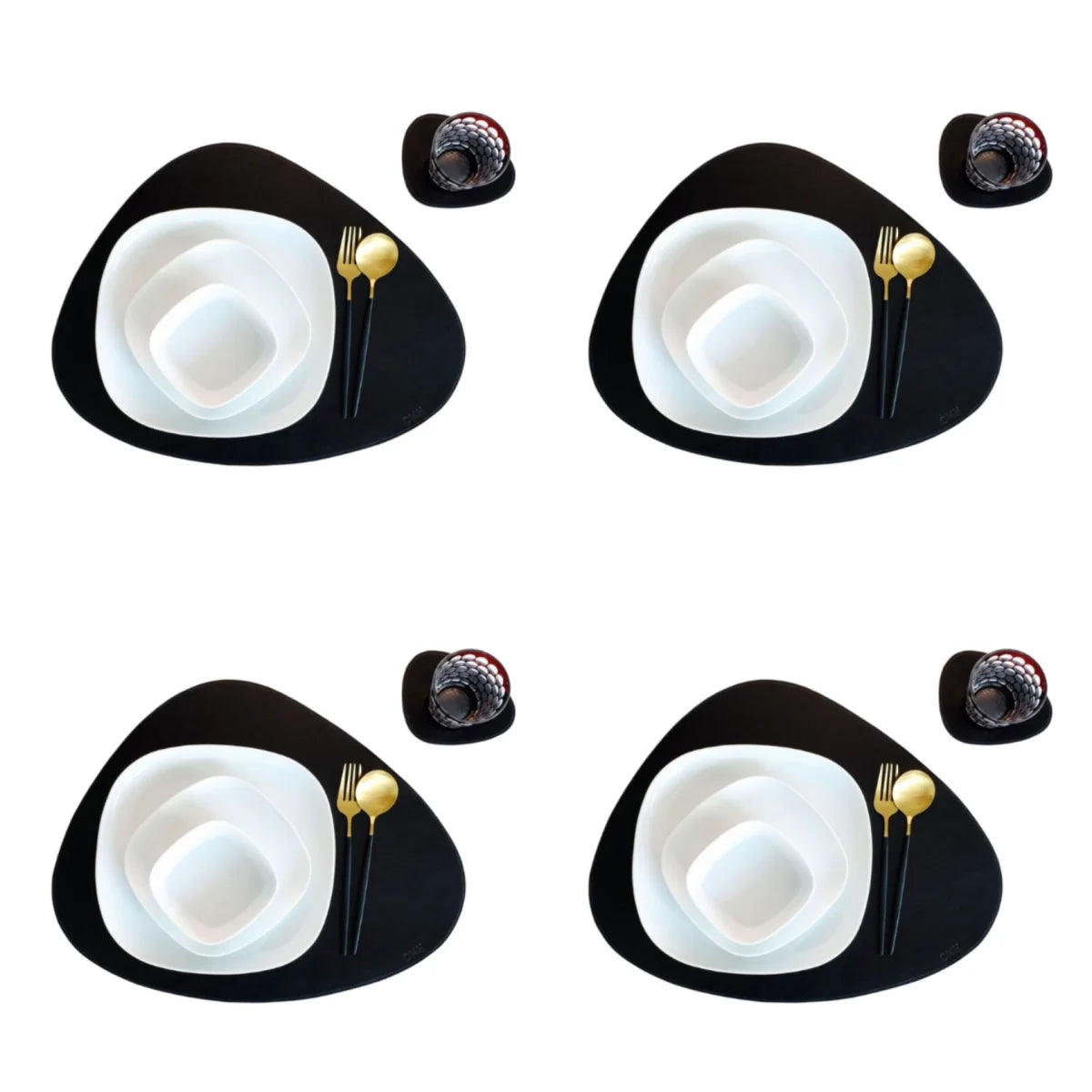 Schwarze ovale Platzsets & Untersetzer aus Kunstleder – Elegantes Tischset (1/4/6 Sets) für Küche, Party & stilvolle Wohnräume