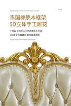 Europäisches Leder Ecksofa im französischen Stil – Massivholz Wohnzimmersofa in Champagner-Gold, L-Form Kombination