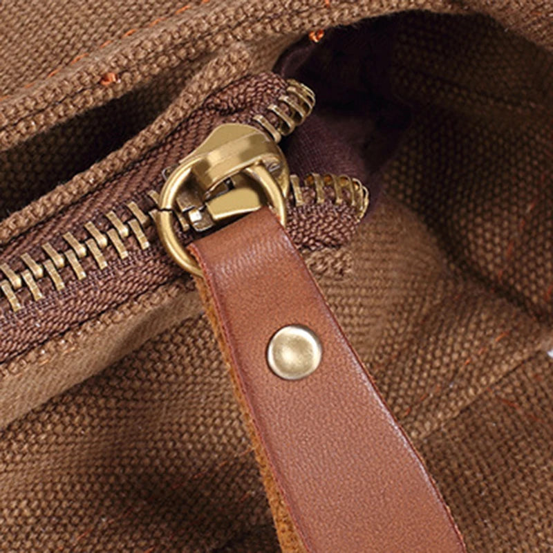 Sac messager en toile et cuir pour hommes – Sac à dos de voyage et d'ordinateur portable