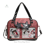 Y2K Star Ita Bag en cuir PU – Sac à bandoulière et pochette tendance avec pochette d'affichage transparente pour les designs DIY 
