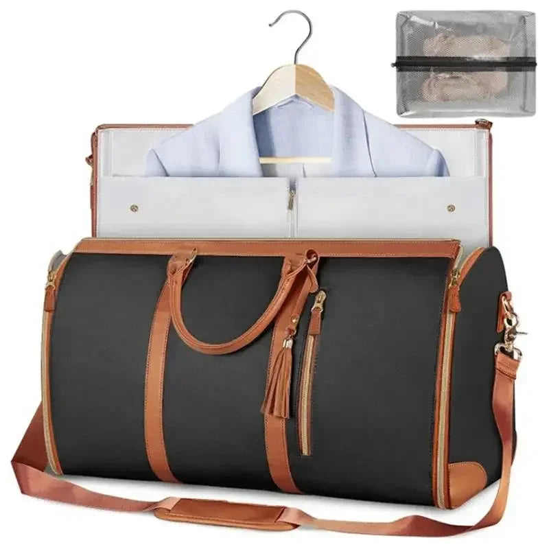 Vintage Reise Duffle Bag mit Schuhfach – Große wasserdichte Travel Tote & Garment Tasche aus PU, multifunktionale Handgepäck-Tasche für Damen & Herren