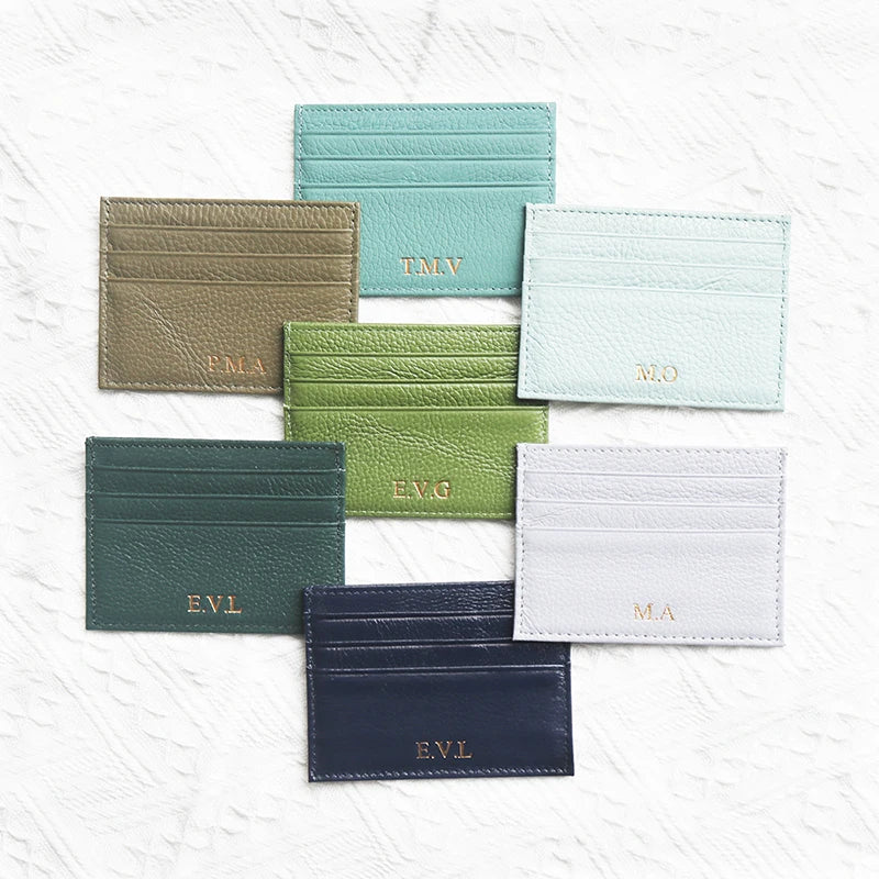 GZGUANDA Personalisierter Leder Kartenhalter – Slim Mini Card Bag aus echtem Rindsleder für Damen & Herren