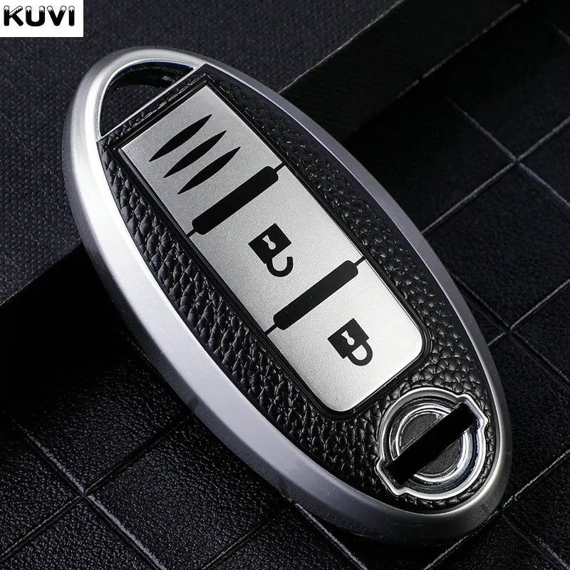 Premium Leder-TPU Autoschlüssel Hülle für Nissan & Infiniti – Robuste Key Case Cover Schale für Qashqai, X-Trail, Juke & mehr
