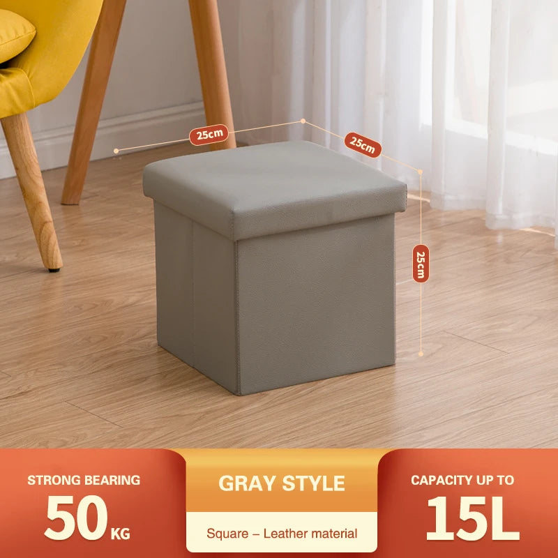 3-in-1 Klappbarer Leder Sitzhocker mit Stauraum – Multifunktionaler PU-Leder Aufbewahrungs-Ottoman & Schuhwechsel-Hocker (76×38×38 cm)
