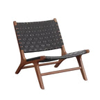 Sattel-Lounge Chair aus Eiche &amp; Rattan – Hochwertiger Freizeitstuhl mit Lederoptik für Balkon, Wohnzimmer &amp; Leisure Area
