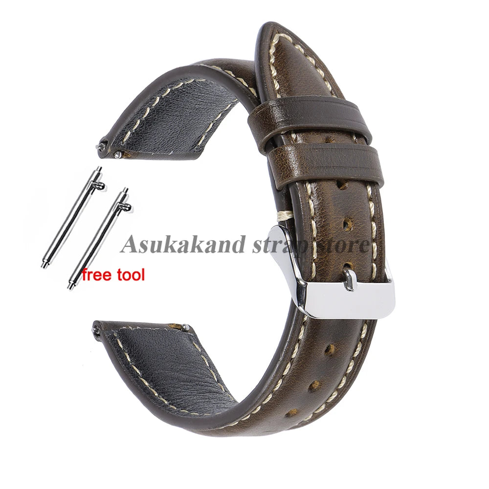 Vintage Uhrenarmband aus Oil-Wax-Leder - Correa de reloj de cuero de 18 mm a 22 mm con Dornschließe im klassischen Look para hombres y mujeres 