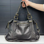 Bolso bandolera de un solo hombro Y2K Spicy Girl - Vintage PU Leder Motorrad-Tasche mit großer Kapazität