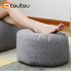 OTAUTAU Runder Sitzpouf aus Baumwoll-Leinen (30 cm) – Puf otomano con relleno, minimalista y tatami Bodensitz 