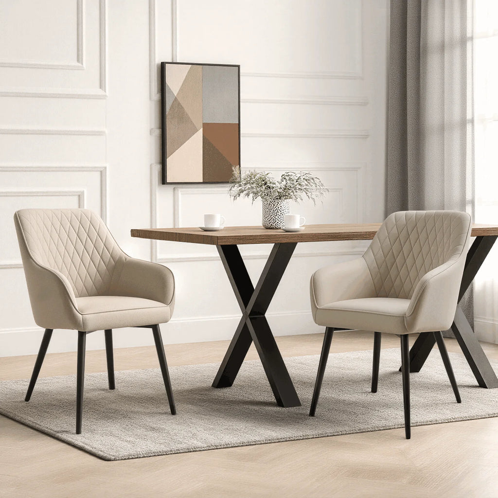 HOMAVO YZ8 2er Set Esszimmerstühle mit Armlehnen – Moderne Polsterstühle aus Stoff &amp; PU-Leder para Esszimmer &amp; Wohnzimmer