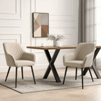 HOMAVO YZ8 2er Set Esszimmerstühle mit Armlehnen – Moderne Polsterstühle aus Stoff &amp; PU-Leder para Esszimmer &amp; Wohnzimmer