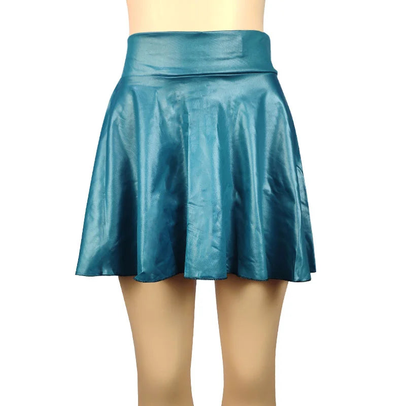 Damen Minirock aus strukturiertem Kunstleder – High-Waist A-Linien Rock mit Stretch, figurbetonter Basic Skirt für Alltag & Fashion