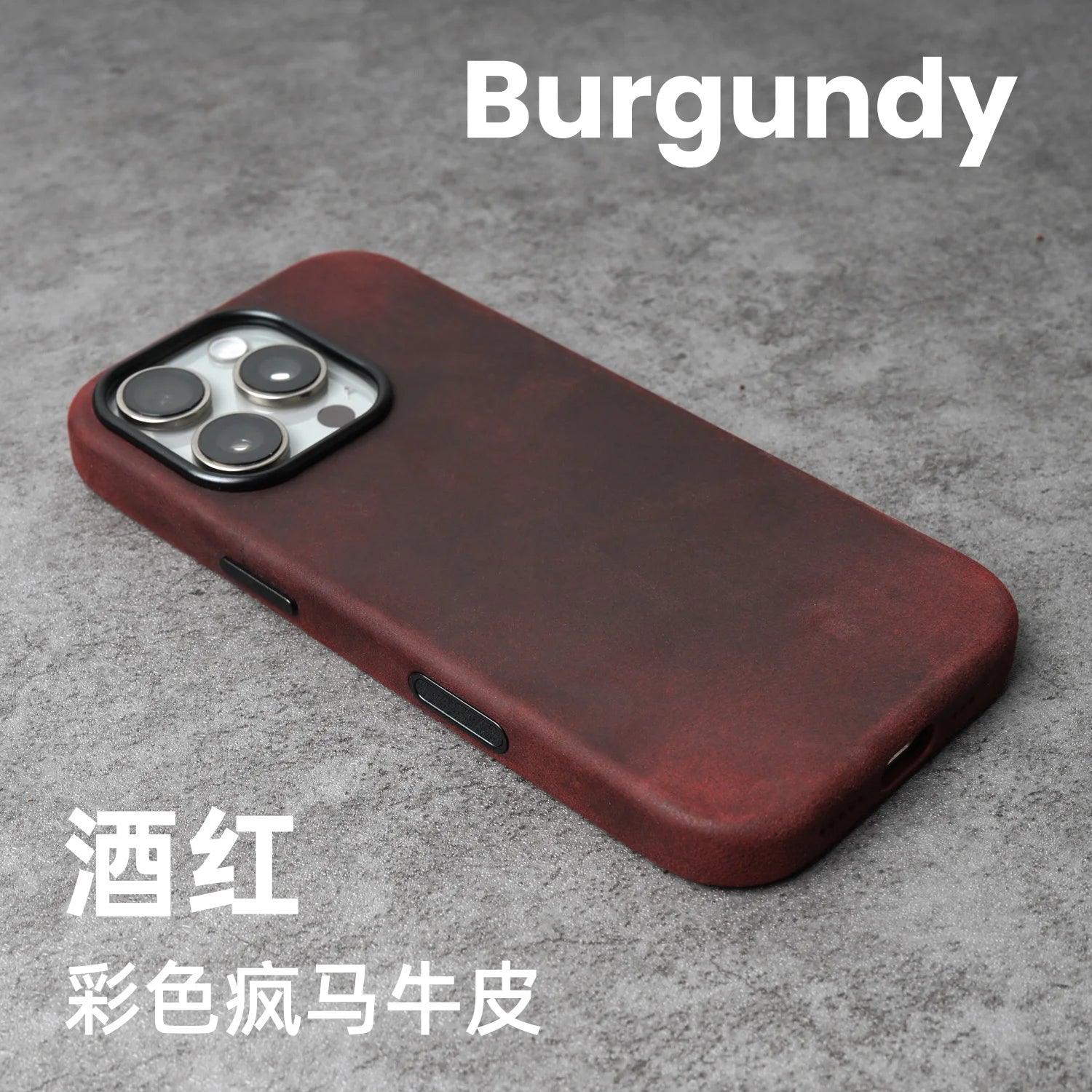 YMW Crazy Horse Funda práctica con imán para iPhone 15-17 Pro Max – Funda premium con aspecto vintage