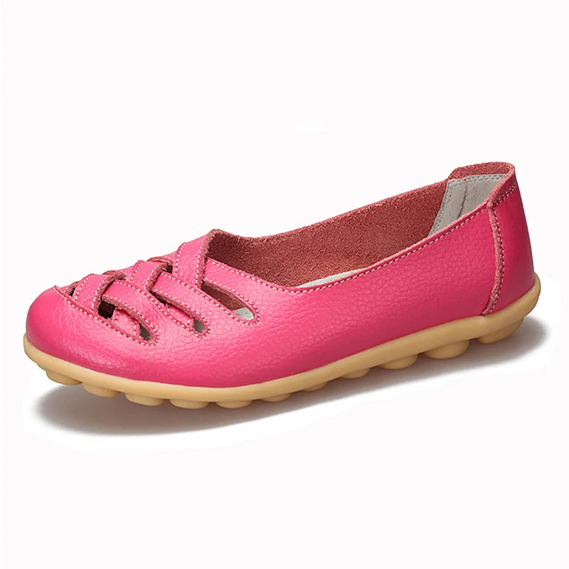 HAJINK Damen Leder Flats – Handgefertigte Loafers, Slip-On Ballerinas aus echtem Rindsleder