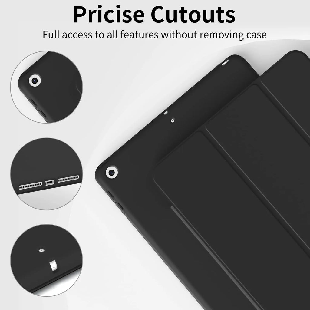 Funda de cuero suave de silicona y PU para iPad de 10,2 pulgadas (7., 8. y 9. generación) – Flip Smart Cover con protección contra golpes