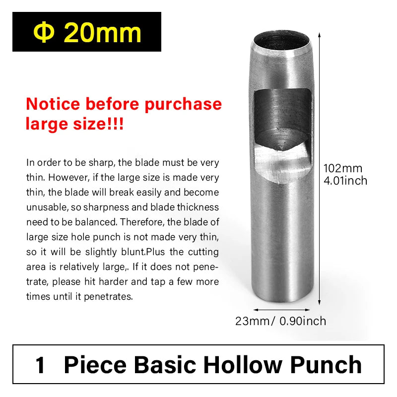 WUTA Runde Lederloch Stanzen Sets – 5–15 tlg. Hohlstanzer aus Carbonstahl für Uhrenarmbänder, Gürtel & DIY-Arbeiten