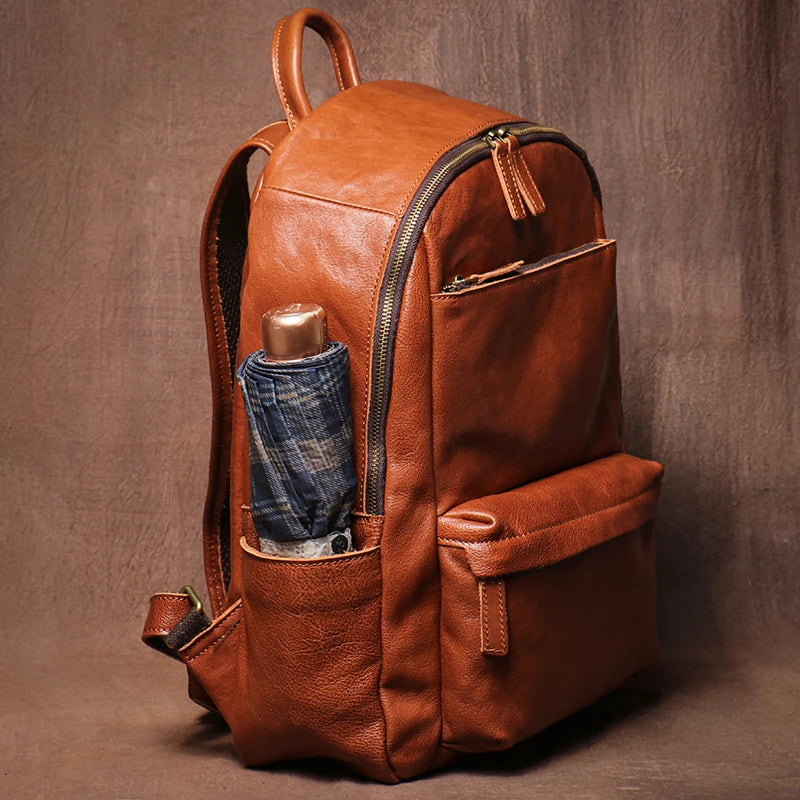 LUOKIR Vintage Leder Rucksack Unisex – Echter Cowhide Leder Laptoprucksack für 15 Zoll, Schule, Reise & Alltag