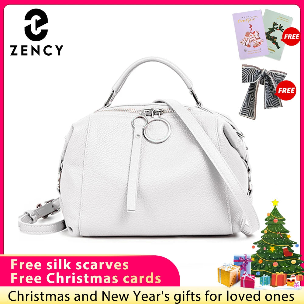 ZENCY Elegante Damen Handtasche aus echtem Leder – Geräumige Schulter- & Crossbody Tote Bag mit zwei Riemen, stilvolles Design für Alltag & Business