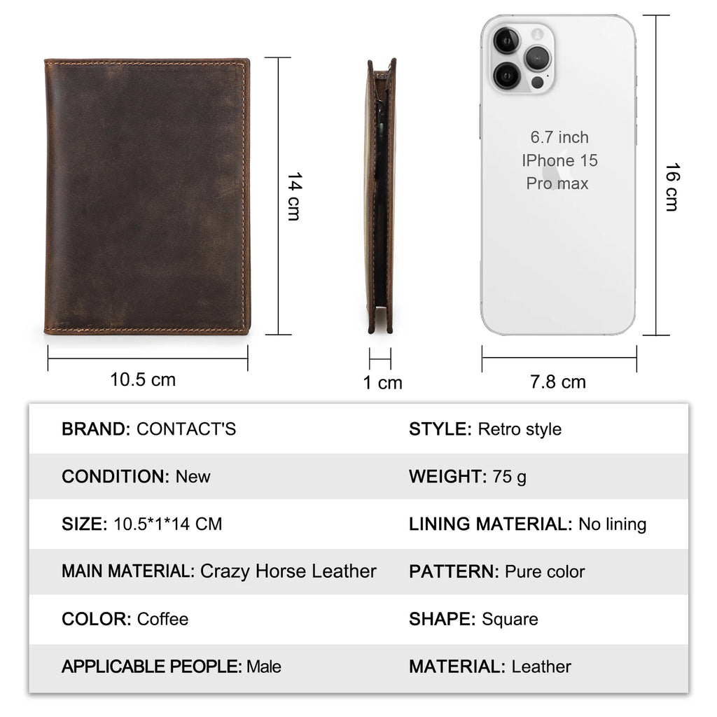 CONTACT’S Echtleder Reise-Geldbörse – Passport Wallet mit Kartenfächern, Münzfach und AirTag-Slot für Männer & Frauen