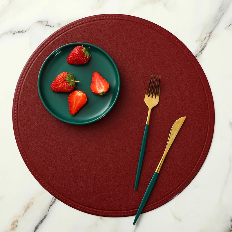 PU Leder Platzsets rund oder rechteckig (4/6 Stück) – Wasserdichte & hitzeisolierende Tischsets im europäischen Stil für Hotel, Restaurant & Zuhause