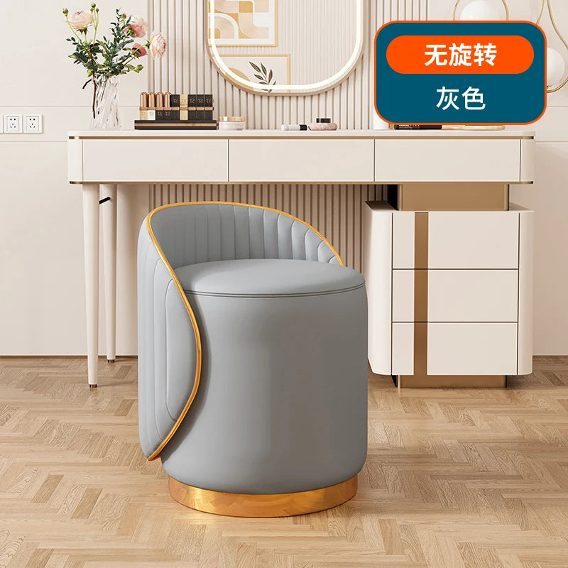 360° drehbarer Lederhocker aus Kunstleder – Moderner Schmink- &amp; Eingangsbereich-Hocker für Flur, Wohnzimmer &amp; Schlafzimmer