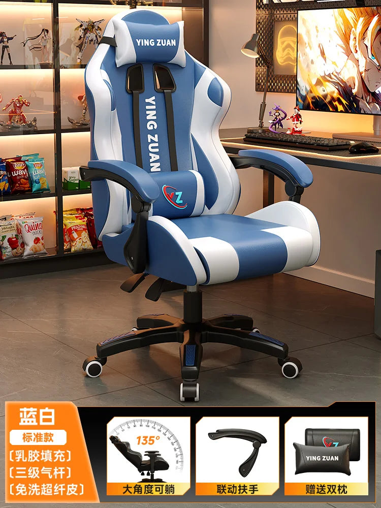 Ergonomischer Bürostuhl aus Leder mit Fußstütze & Rückenlehne – Höhenverstellbarer Drehstuhl mit Armlehnen & Rollen für Homeoffice & Büro