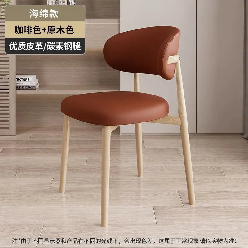Italienischer Polster-Esszimmerstuhl aus Leder – Moderner Küchenstuhl mit Rückenlehne, High-Density Schaum &amp; stabilem Eisenrahmen im nordischen Design