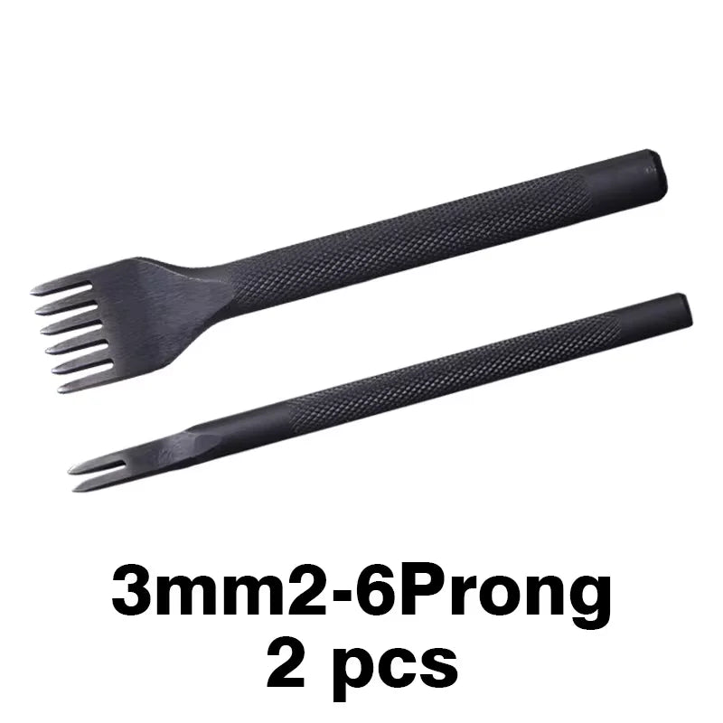WUTA Diamond Pricking Iron Lederchisel – Schwarzes Stichloch-Werkzeug mit 3 mm oder 4 mm Zahnabstand für präzise Lederhandarbeit