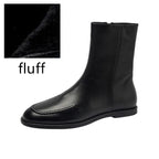 AIYUQI Bottines pour femmes en cuir véritable – Flache Winter Kurzstiefel im Knight-Stil mit Reißverschluss 
