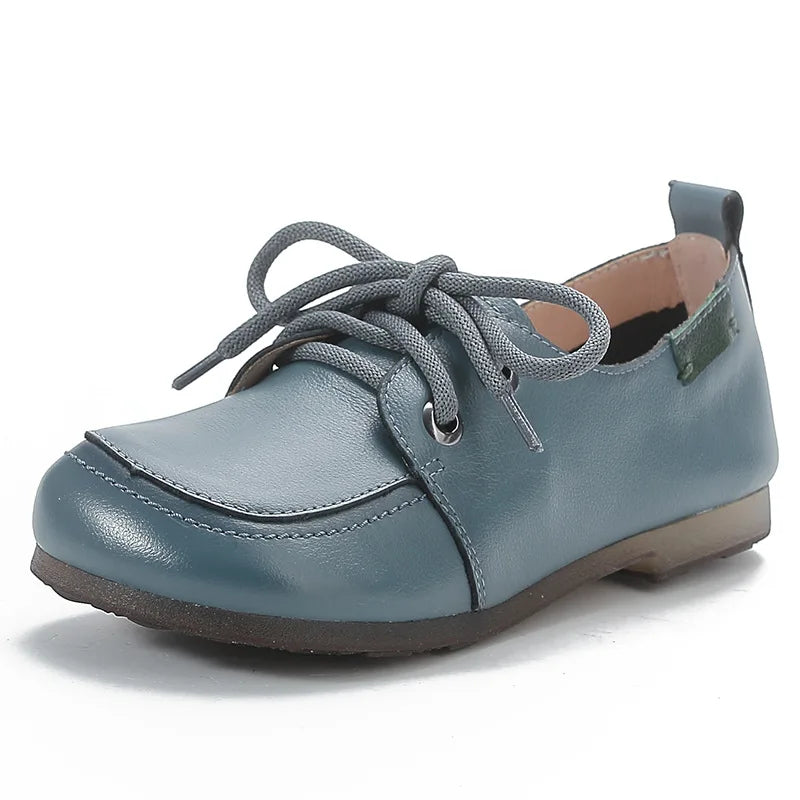 feerldi Damen Leder Flats WB-365K – Elegante Retro Ballerinas mit Schleifen, Weiche Slip-On Mokassins, Komfortable Loafers für Frauen