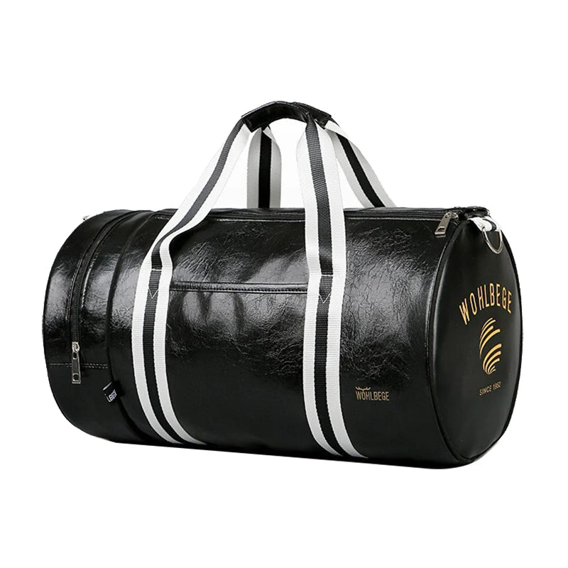 OLN Herren Gym Bag aus PU-Leder – Sportliche Duffle & Reisetasche für Fitness, Business & Wochenende mit Schulterriemen