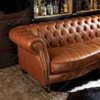 Canapé rétro américain en cuir au style Chesterfield – Canapé design classique en cuir ciré à l'huile pour salon, hôtel et salon