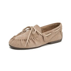 DIMANYU Damen Flats – Britische Stil Loafers aus echtem Rindsveloursleder, Retro Slip-On Moccasins, runde Zehen, Frühling &amp; Herbst 