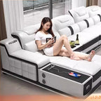 Modernes Luxus Ecksofa en Leder – Canapé multifonctionnel en forme de L, canapé d'immersion design minimaliste pour femmes de style