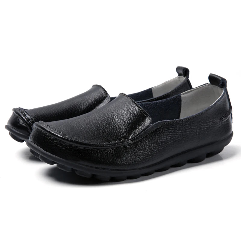 HAJINK Damen Flats 2024 – Weiche Slip-On Loafers aus echtem Leder, elegante Moccasins für Alltag & Freizeit, Plus Size